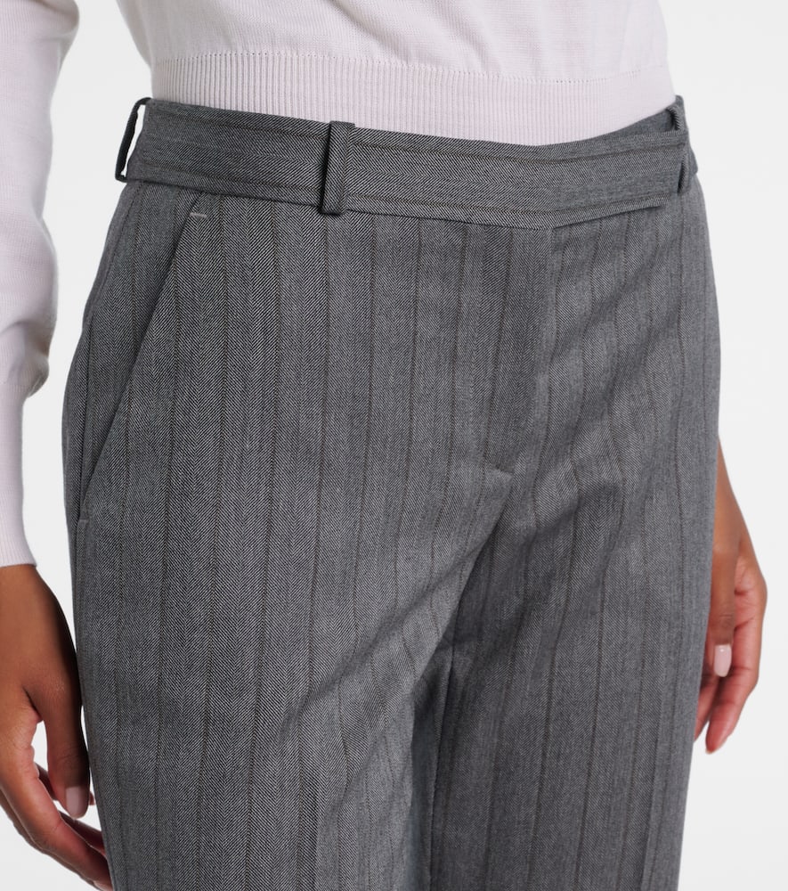 Alexander Mcqueen Herringbone Bumster Trousers In Gray