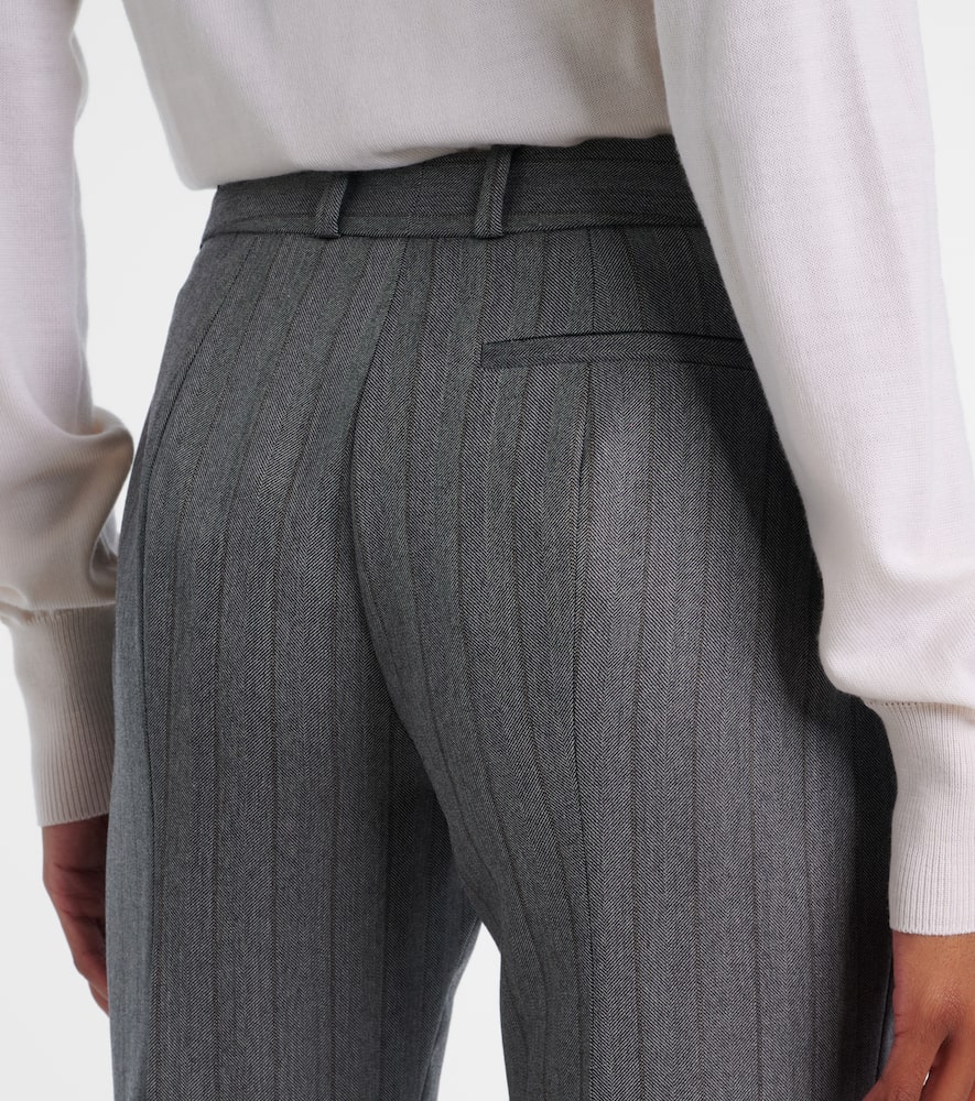 Alexander Mcqueen Herringbone Bumster Trousers In Gray