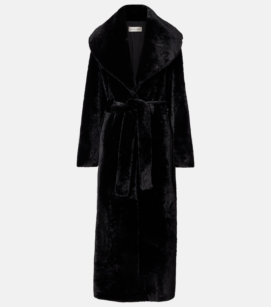 Nour Hammour Giovanna shearling wrap coat