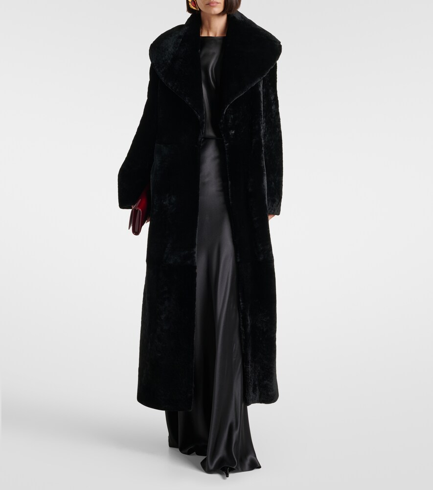 Nour Hammour Giovanna shearling wrap coat
