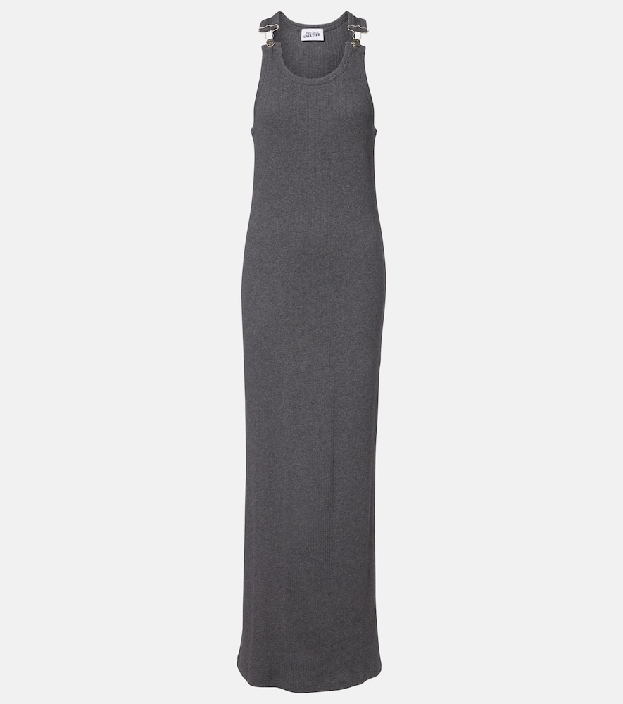 Jean Paul Gaultier Cotton Jersey Maxi Dress In Gray