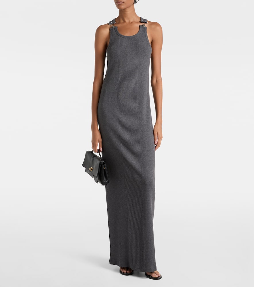 Jean Paul Gaultier Cotton Jersey Maxi Dress In Gray