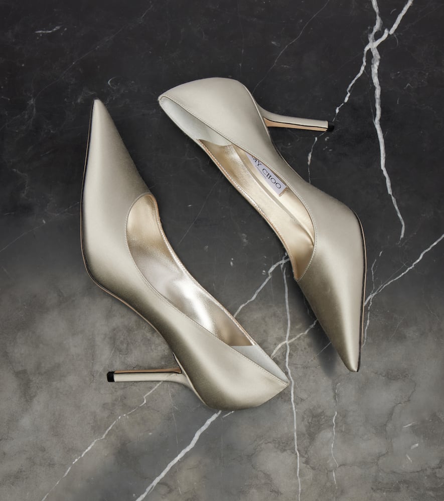 Jimmy Choo Love 85 Satin Pumps In Silver