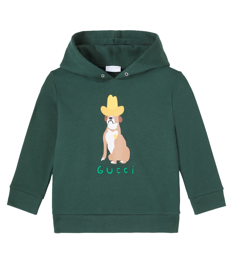 Gucci Kids' X Euan Roberts Printed Jersey Hoodie In Green