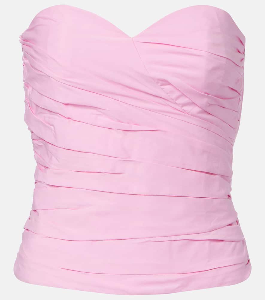 Adriana Degreas Opulence Ruched Cotton Corset In Pink