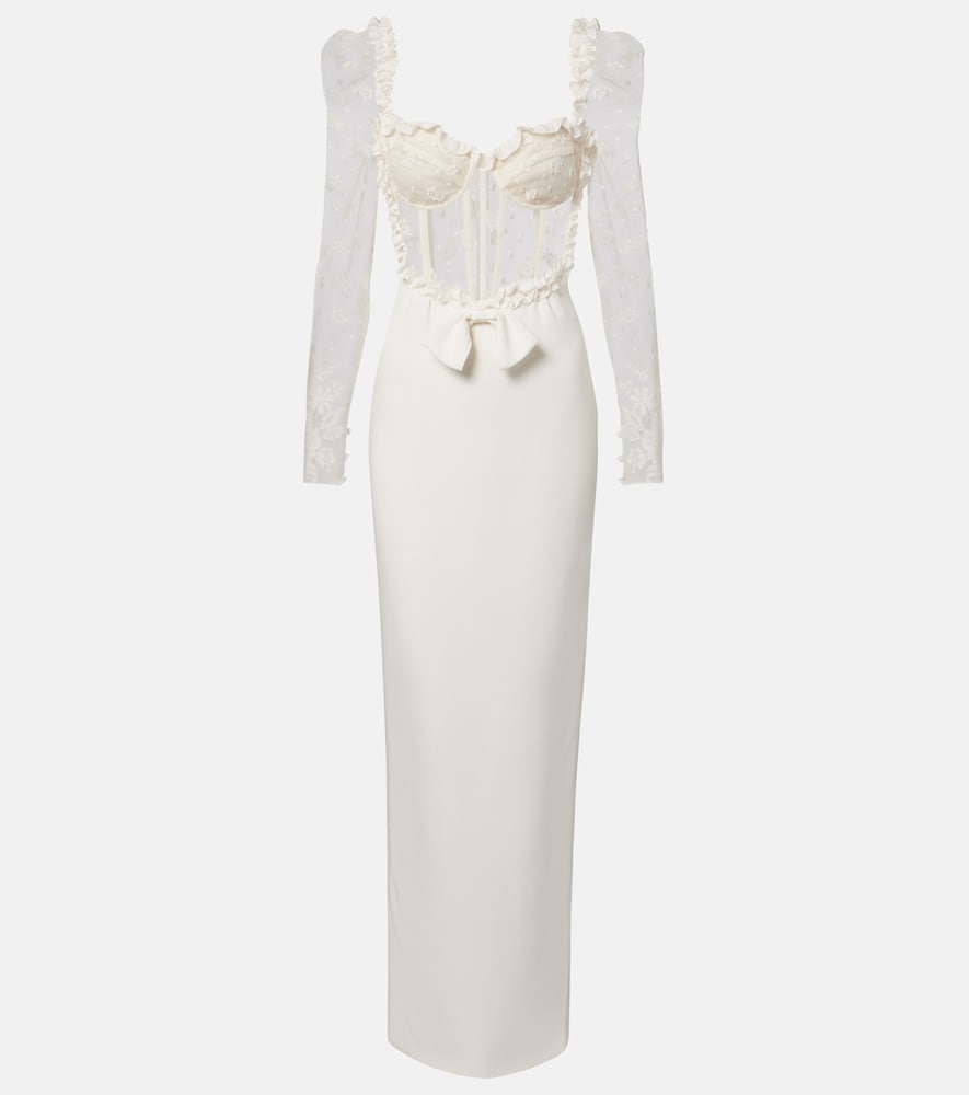 Alessandra Rich Bow-detail lace-trimmed cady gown