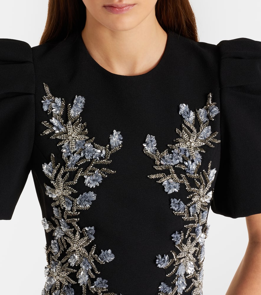 Rebecca Vallance Zephyr Puff-sleeve Gown In Black