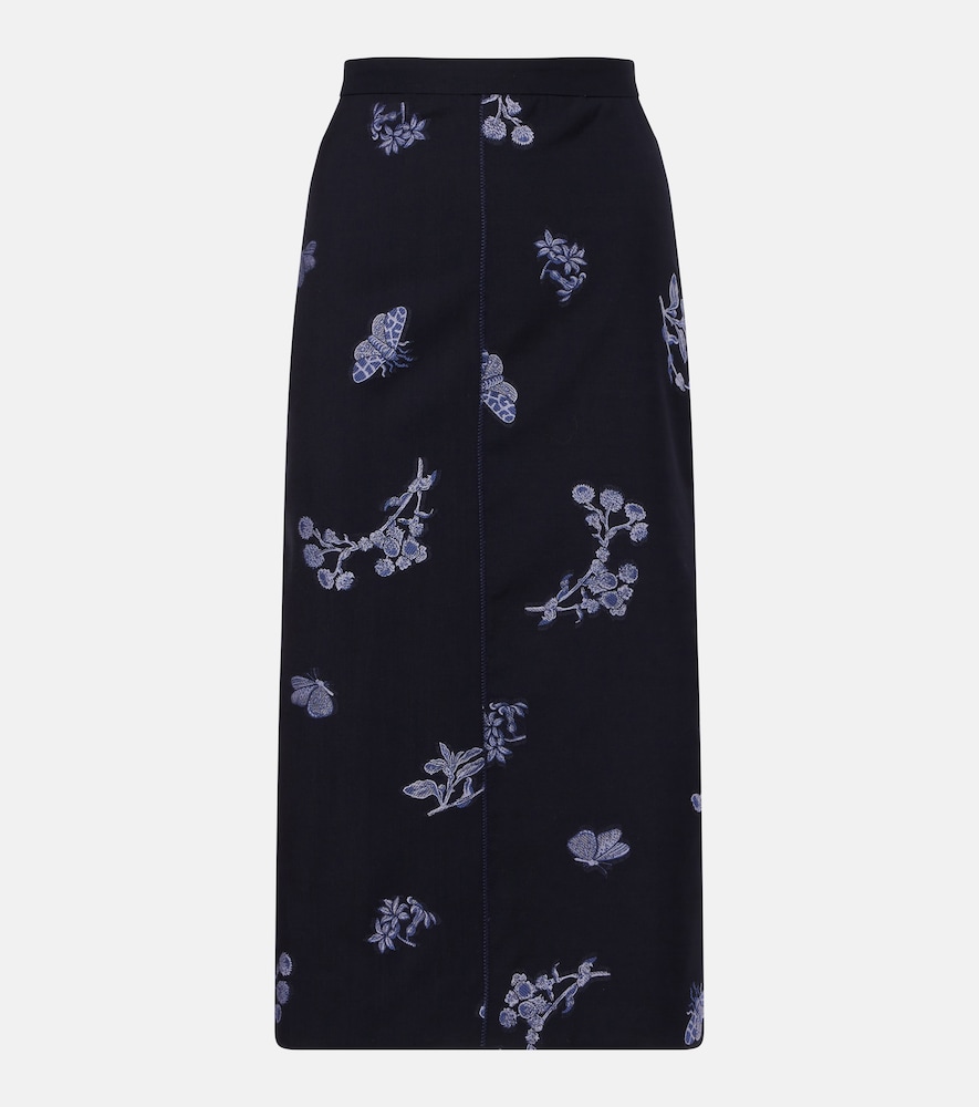 Erdem Wool and cotton jacquard pencil skirt
