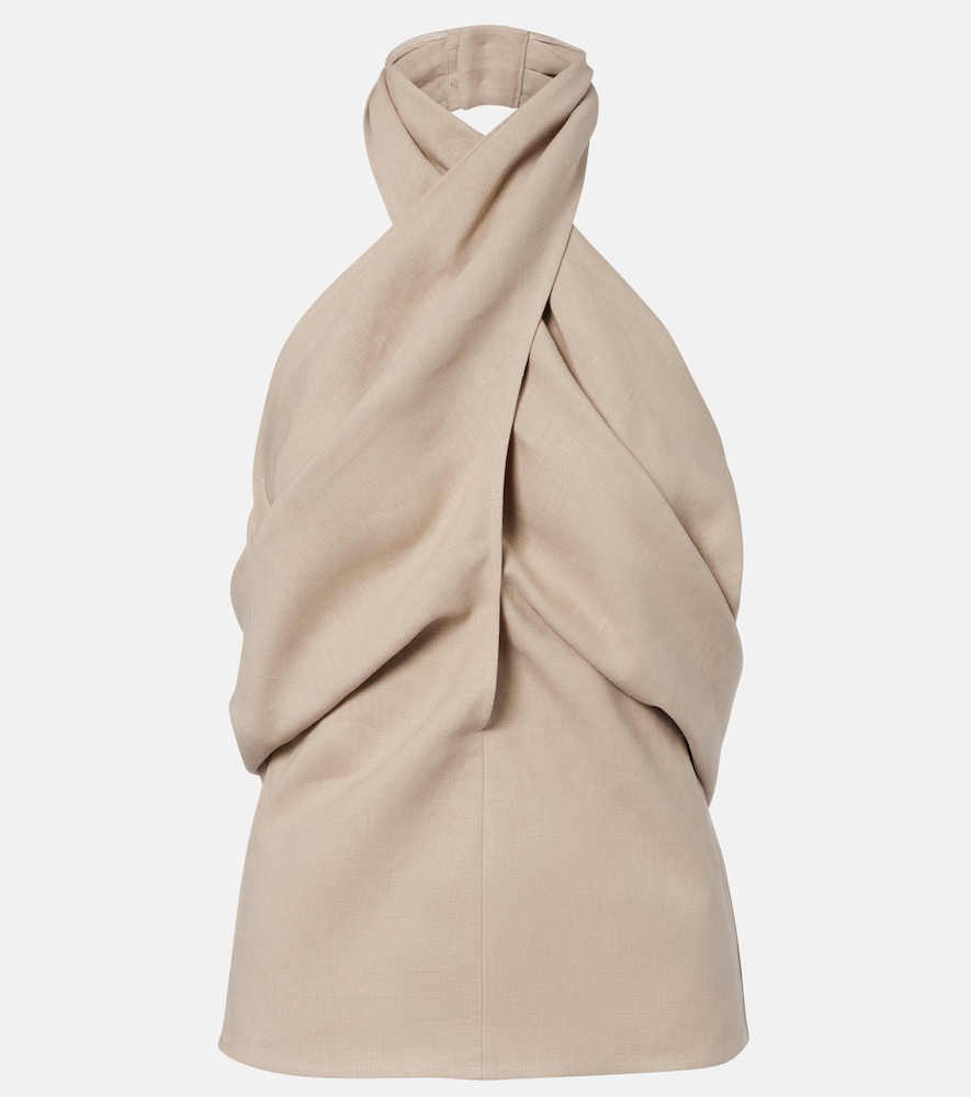 Magda Butrym Draped halterneck linen top