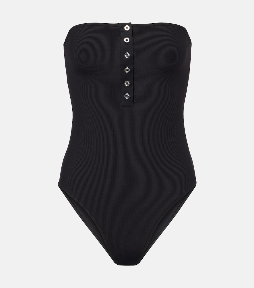 Toteme Ribbed-knit bandeau swimsuit