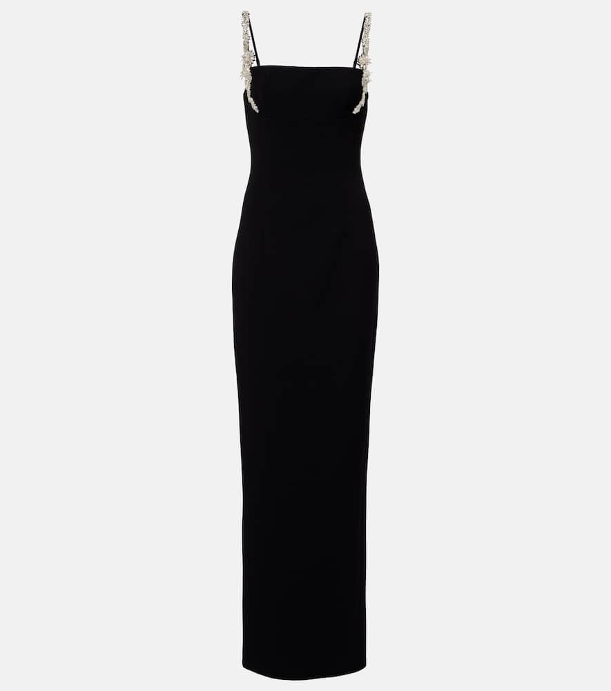 Rachel Gilbert Franca Embellished Crêpe Corset Gown In Black
