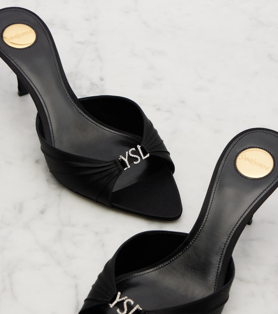  Saint Laurent Saint Laurent Jerry 60 Embellished Crepe Satin Mules 