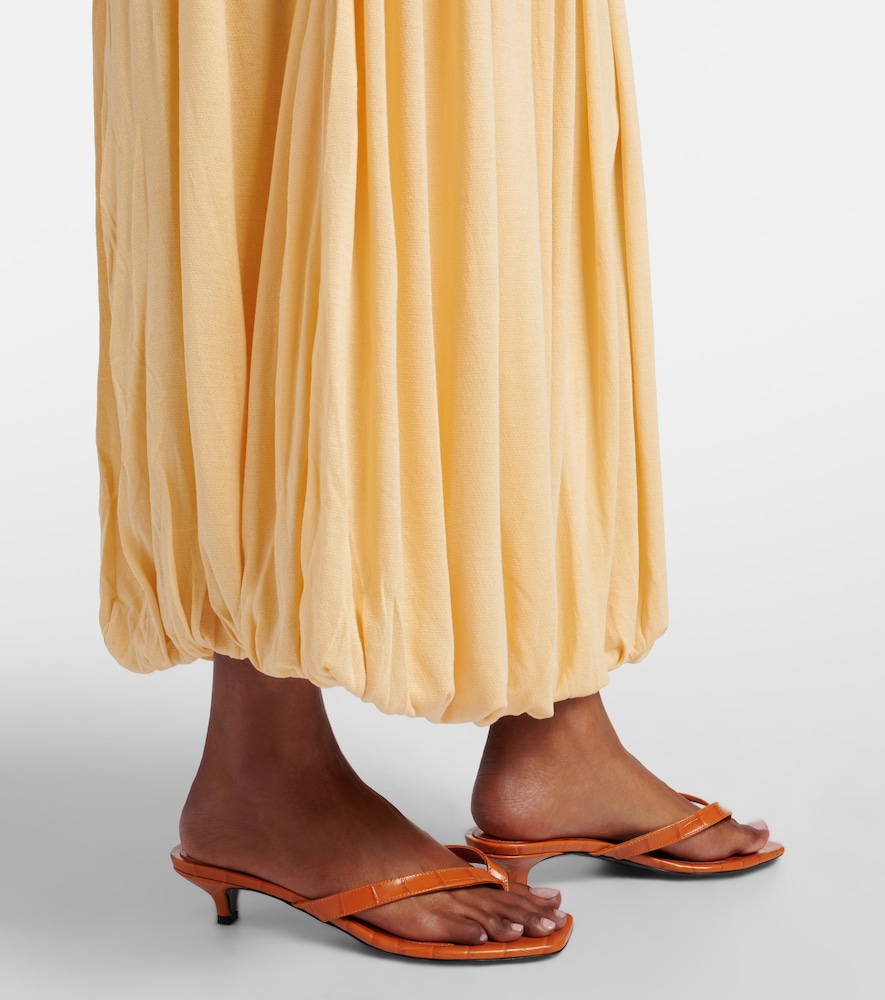 Croc-Effect Leather Thong Sandals