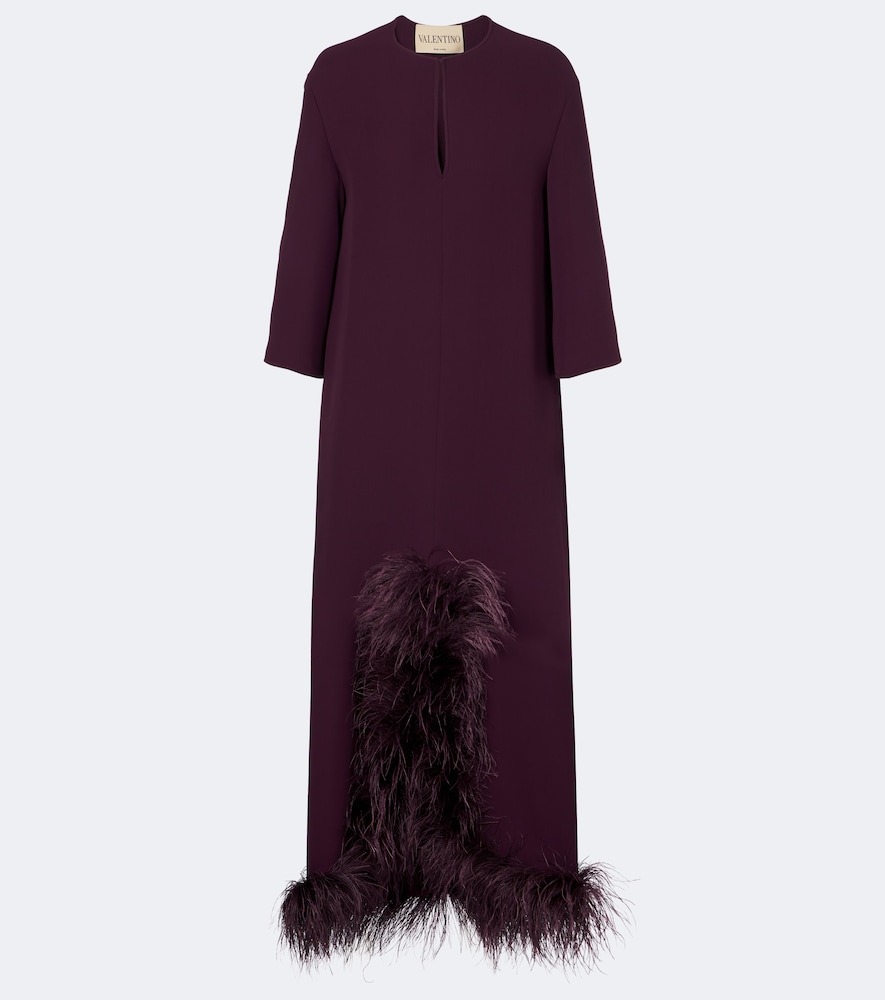 Valentino Women's Purple Cady Couture Feather-Trimmed Gown UK Size 14 - Mytheresa
