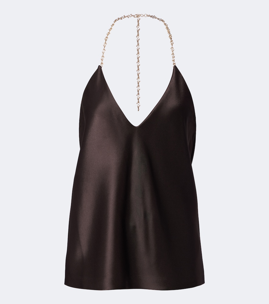 Top in raso con scollo all'americana