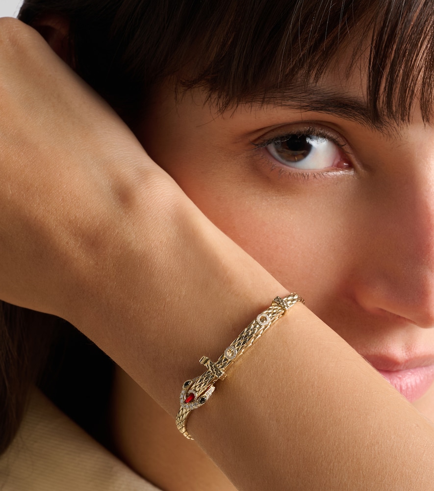  Yvonne Leon Yvonne Léon Pulsera Python Mini De Oro De 9 ct Con Diamantes Y Esmalte 