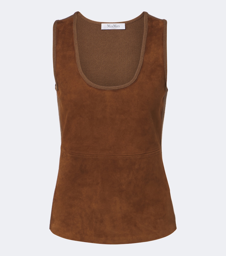 Top in suede foderato in lana e cashmere