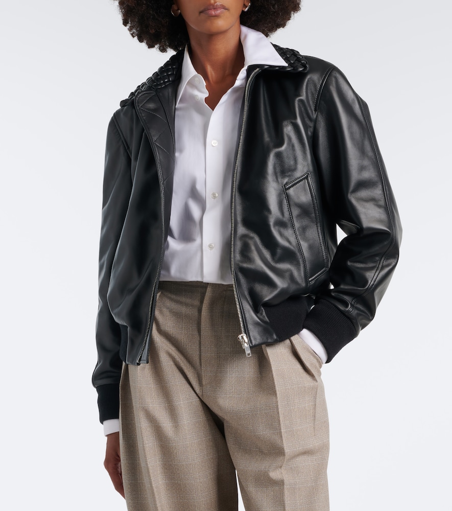 Intrecciato Leather Blouson Jacket