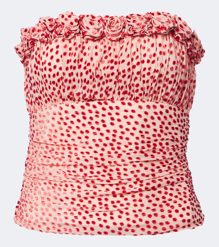 Posse Elise Polka-dot Corset Top In Red