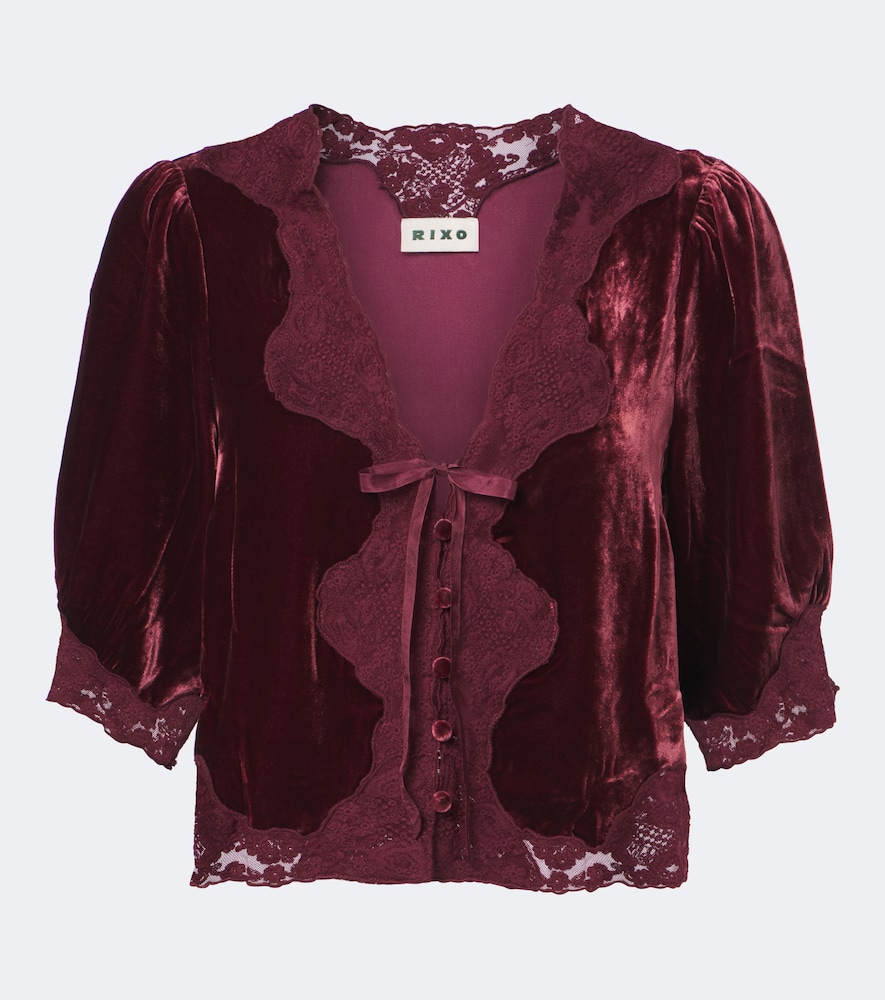 Top Ursula in velluto con pizzo