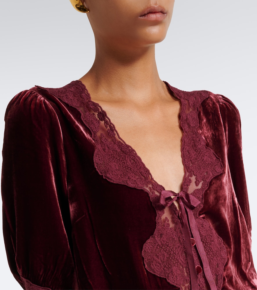 Ursula Lace-Trimmed Velvet Top