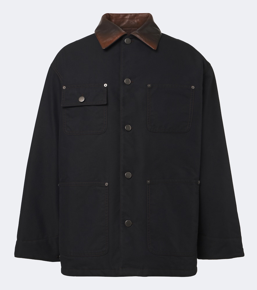 Jacke aus einem Baumwollgemisch mit Leder