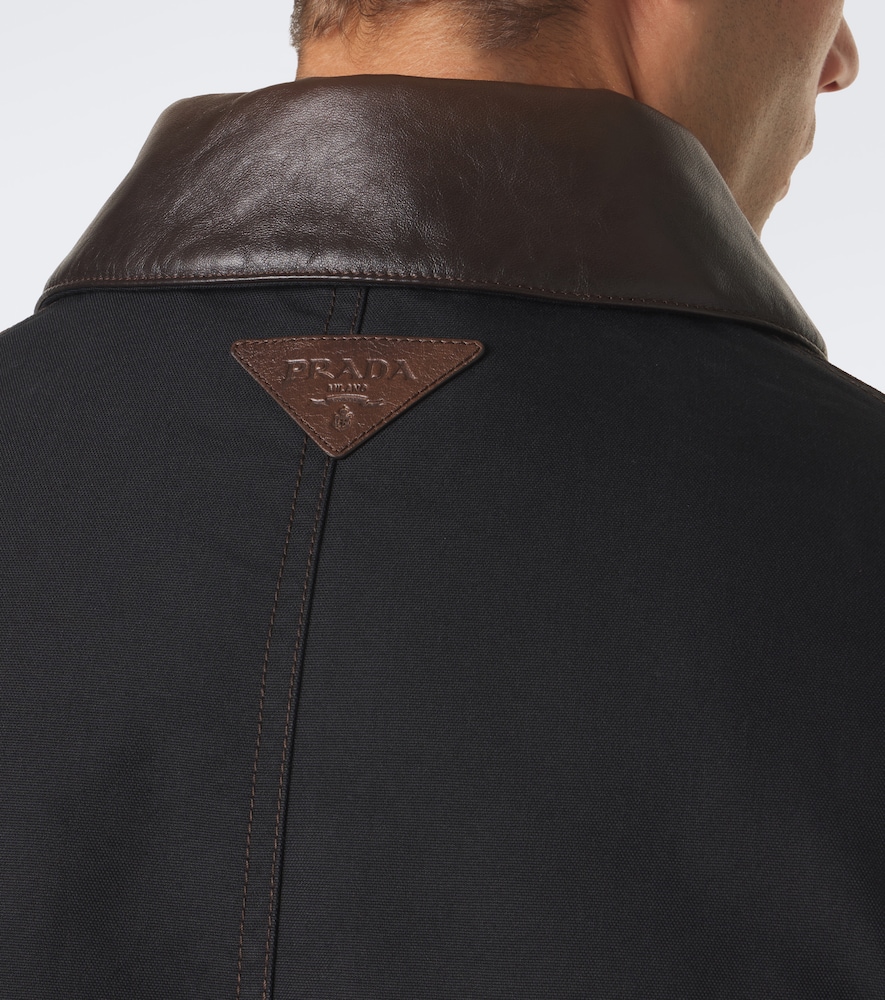Leather-Trimmed Cotton-Blend Down Jacket