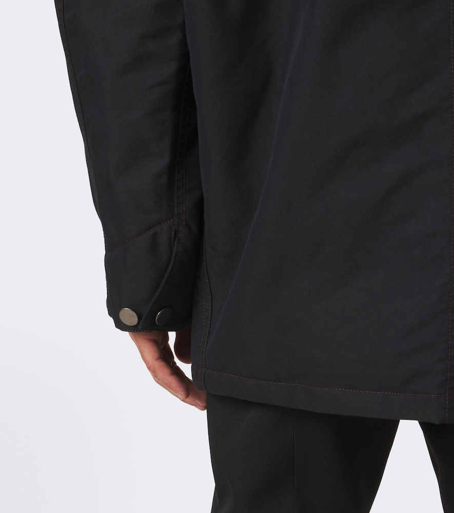 Leather-Trimmed Cotton-Blend Down Jacket