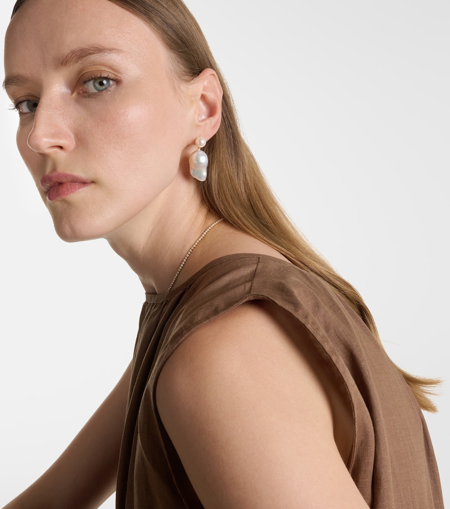 Sophie Bille Brahe Venus Blac 14kt gold earrings with pearls