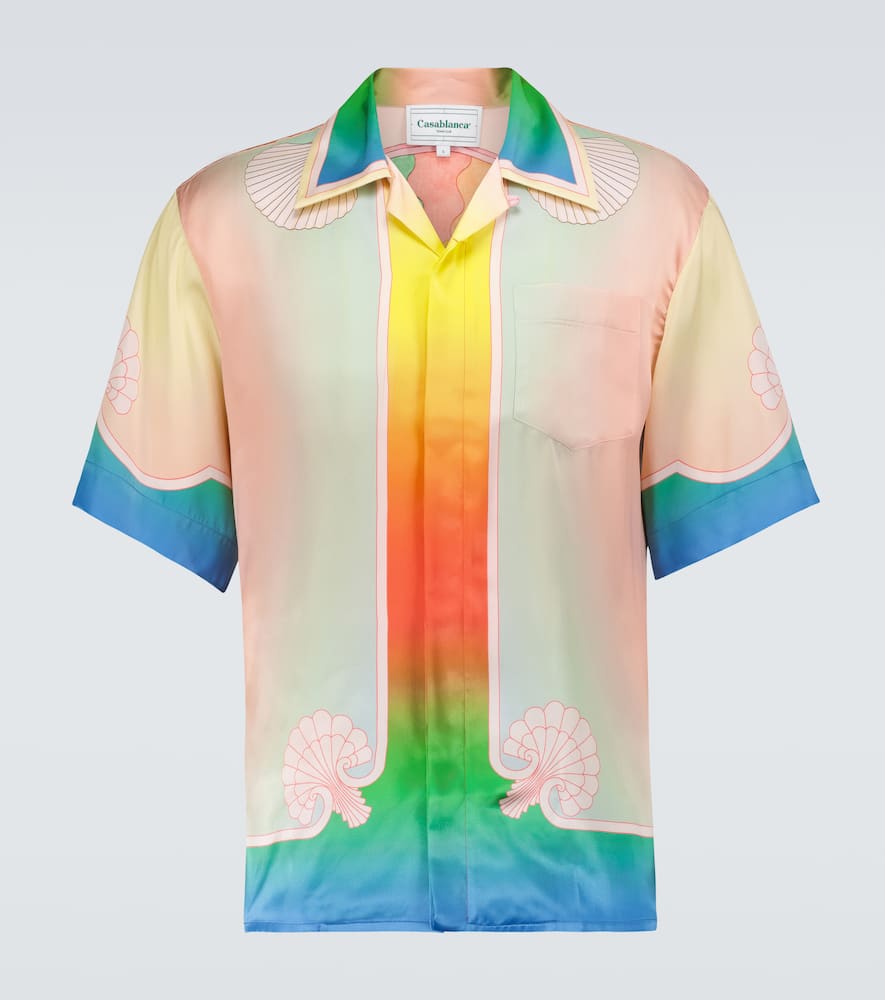 Casablanca Silk Short Sleeve Printed Shirt In Multicoloured