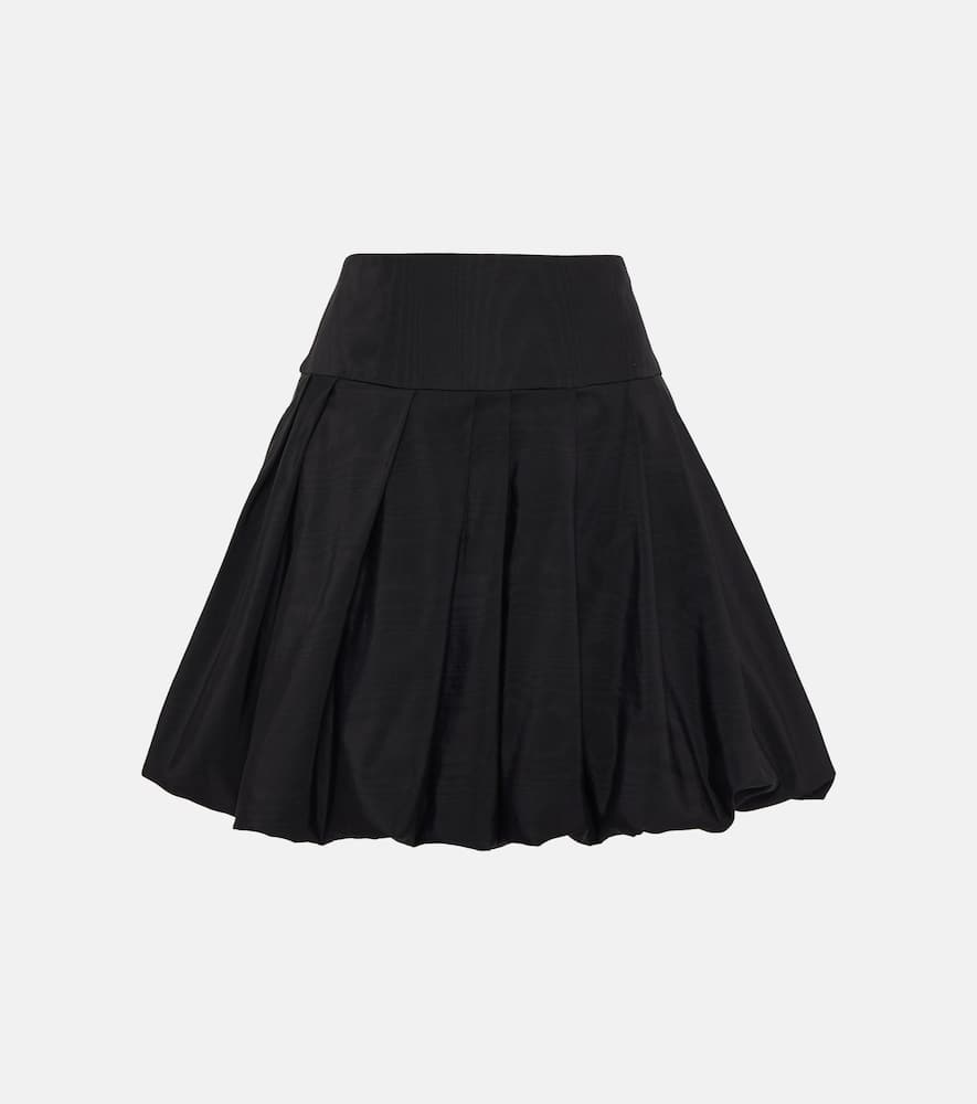 Oscar De La Renta Pleated Cotton-blend Skirt In Black