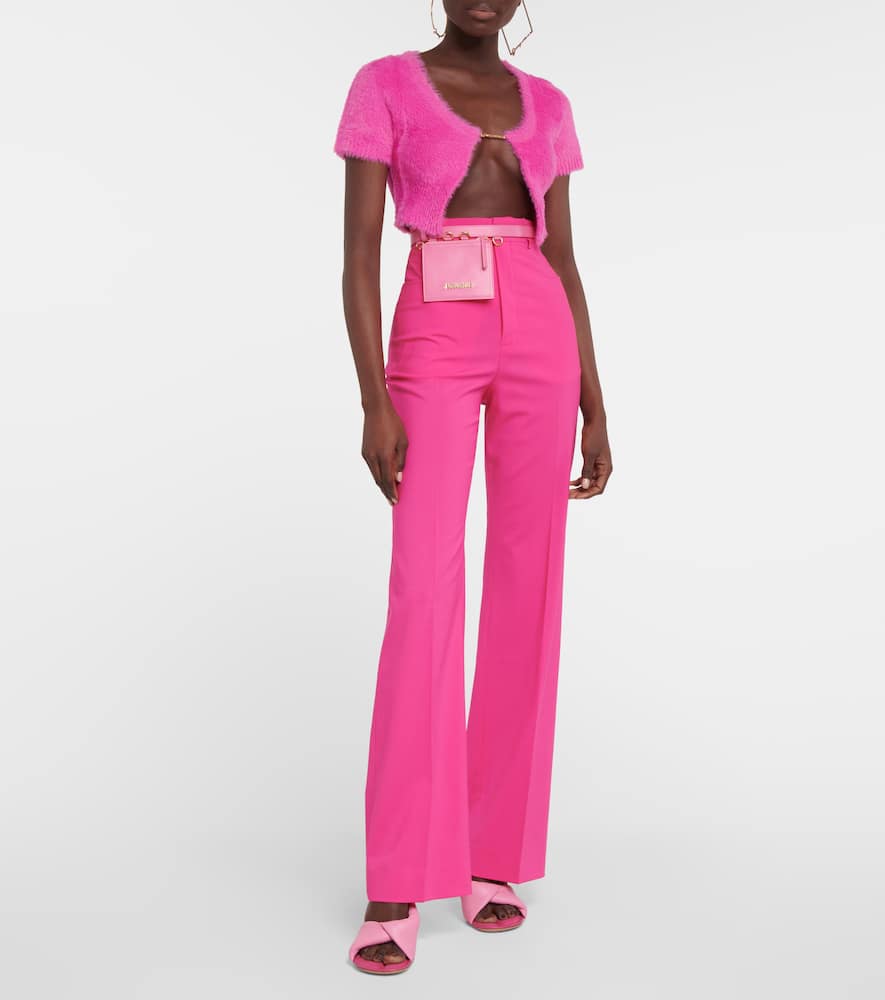 Shop Jacquemus La Maille Neve Cropped Cardigan In Pink