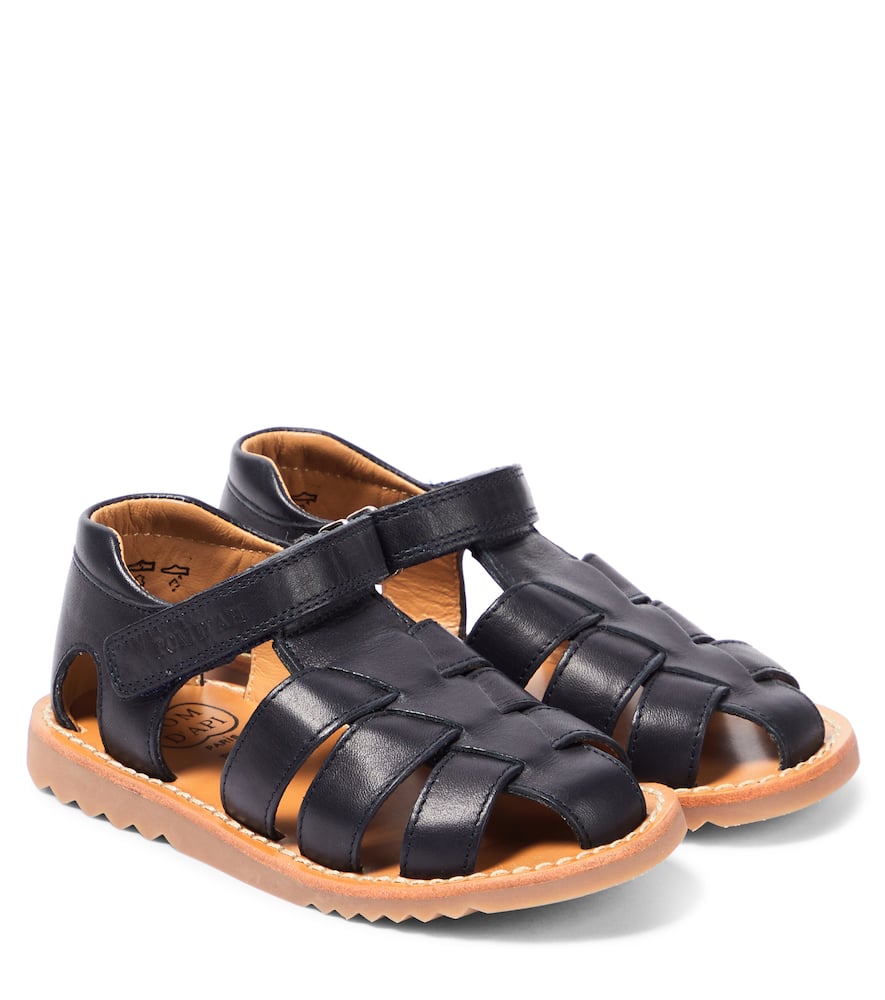 Pom D'api Kids' Marine Waff Papy Sandals In Nappa Marine Semelle Gum