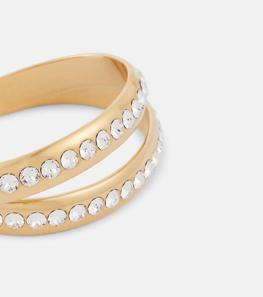 Amina Muaddi Jahleel Bangle Gold White Crystal Bracelet In Gold
