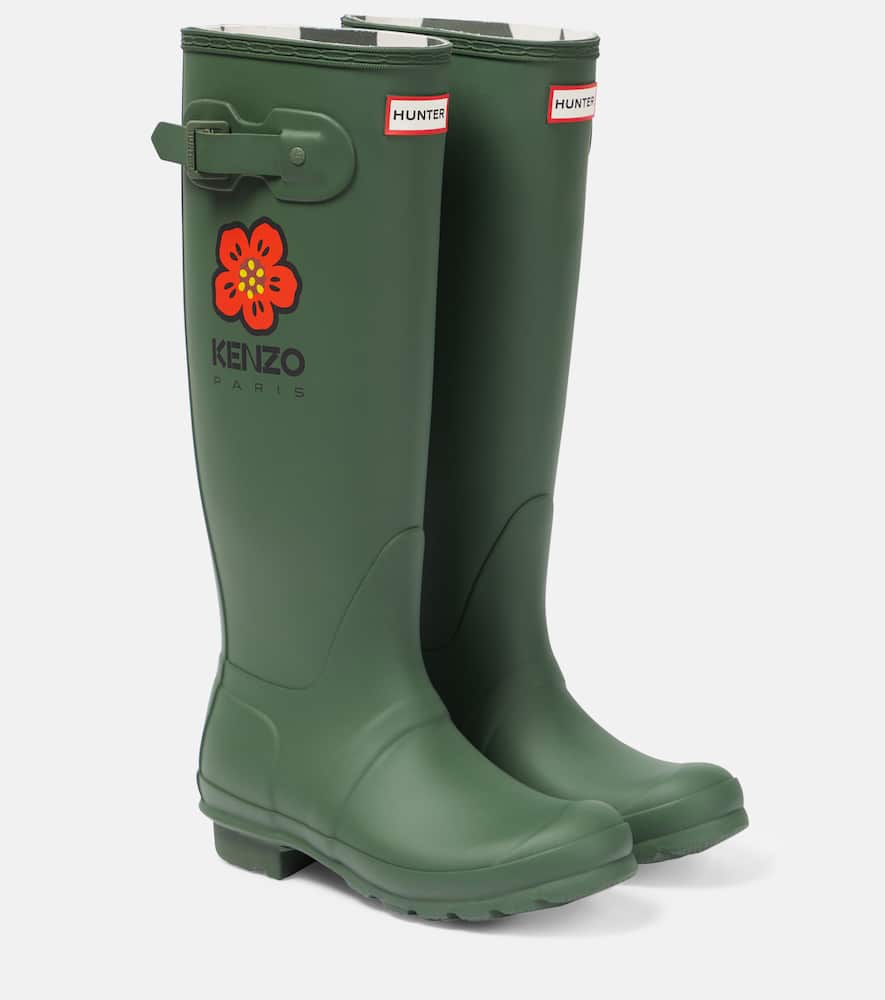 Kenzo X Hunter Boke Flower Rain Boots In Green
