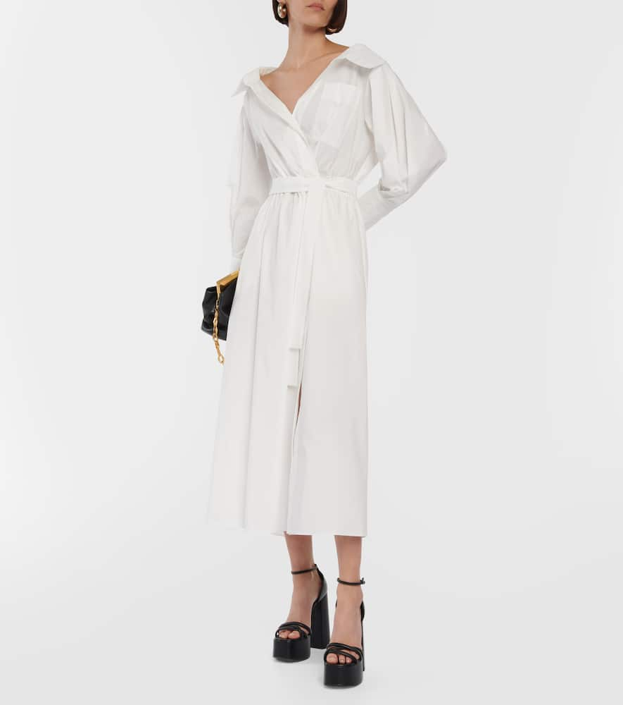 Shop Altuzarra Lyddy Cotton-blend Wrap Dress In White