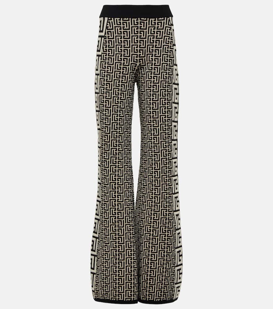 Balmain Monogram flared wool-blend pants