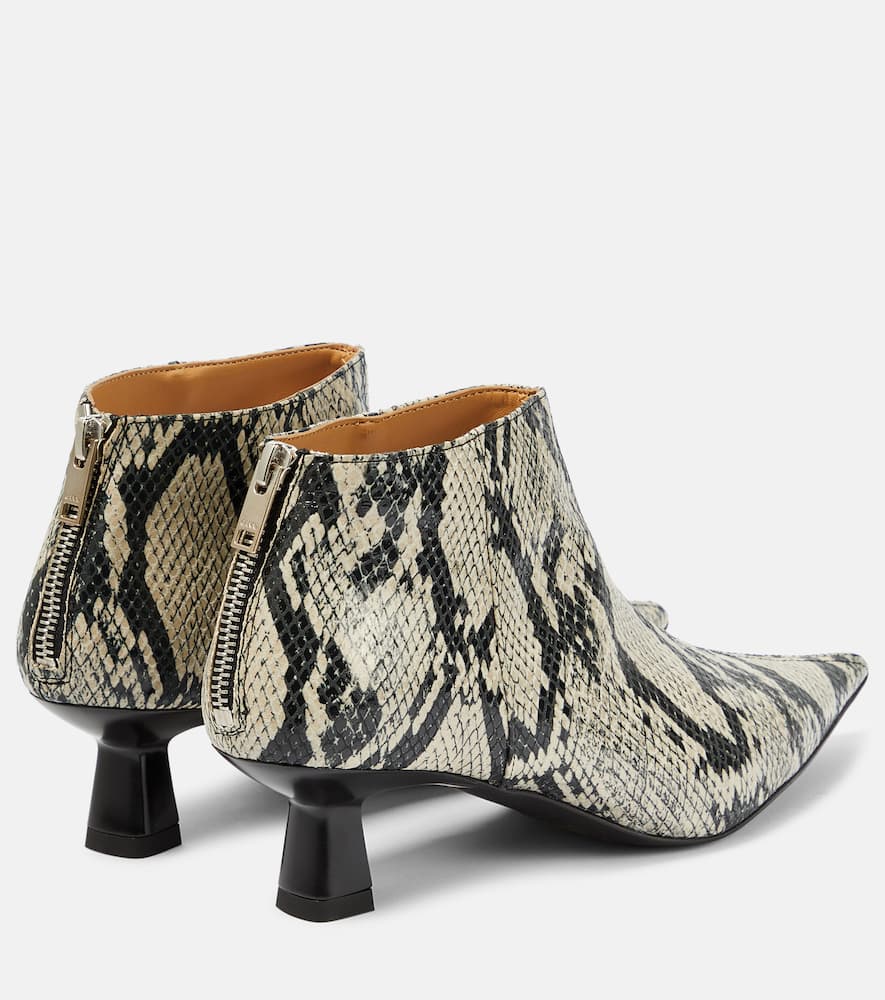 Shop Ganni Snake-effect Faux Leather Ankle Boots In Multicoloured