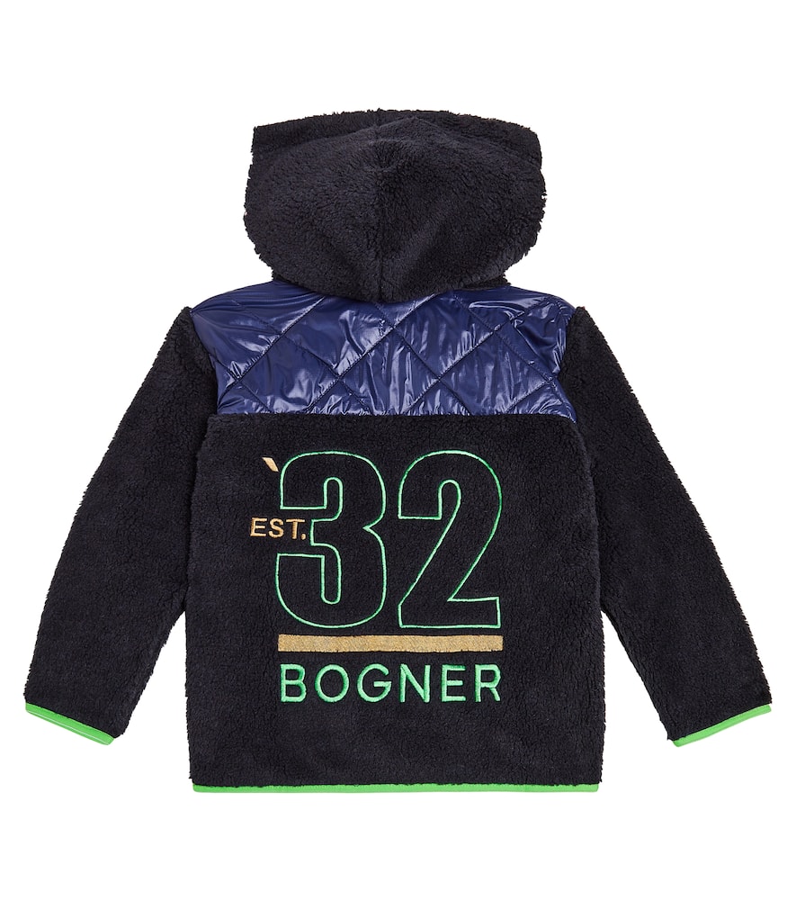 Shop Bogner Elmas Paneled Teddy Hoodie In Blue