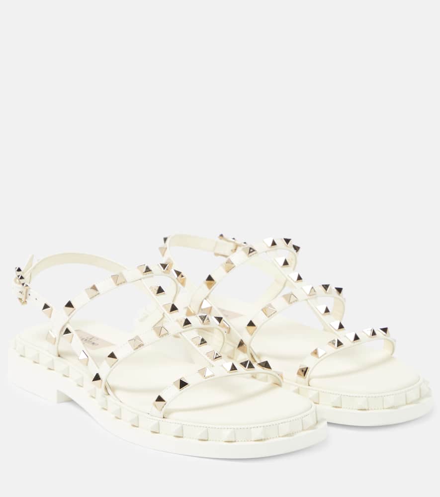 Valentino White Rockstud M-way Sandals In White