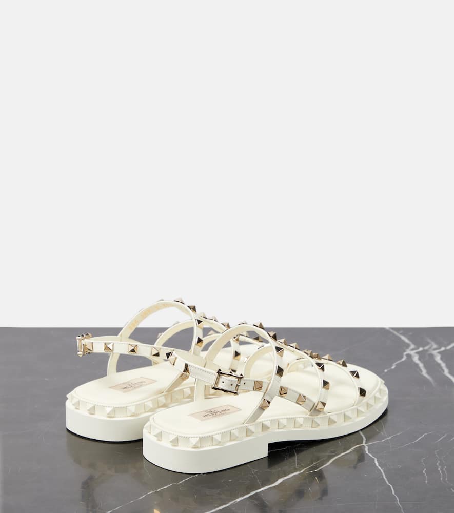 Valentino White Rockstud M-way Sandals In White