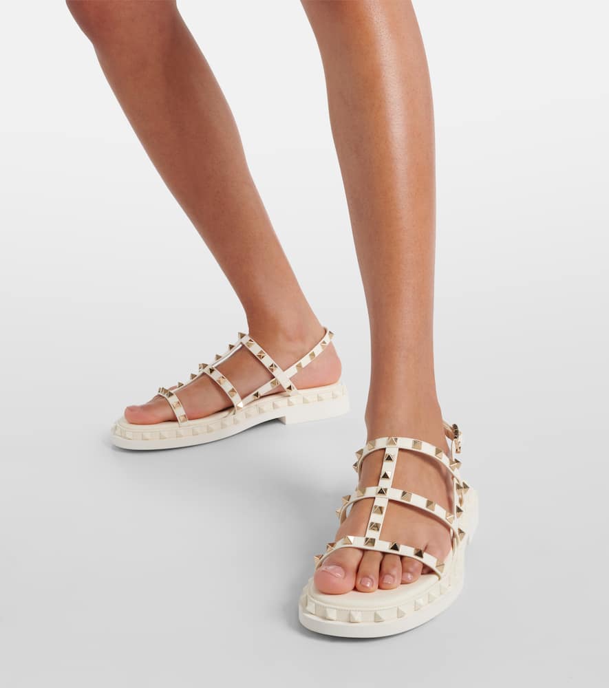Valentino White Rockstud M-way Sandals In White