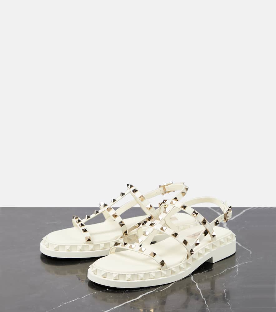Valentino White Rockstud M-way Sandals In White
