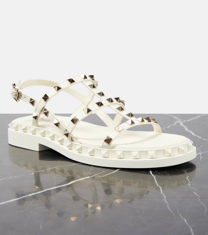 Valentino White Rockstud M-way Sandals In White