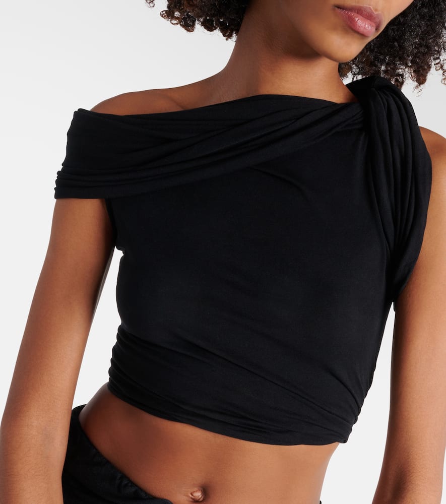 Rick Owens Sienna Jersey Crop Top In Black