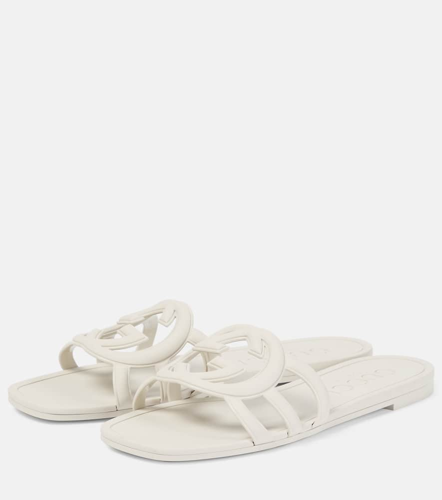 Shop Gucci Interlocking G Slides In White