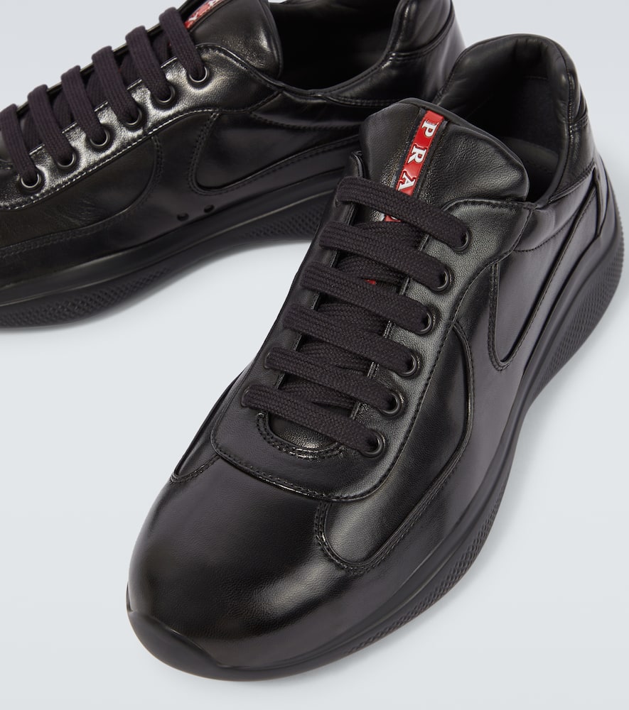 Prada Fabric And Leather America S Cup Sneakers In Schwarz