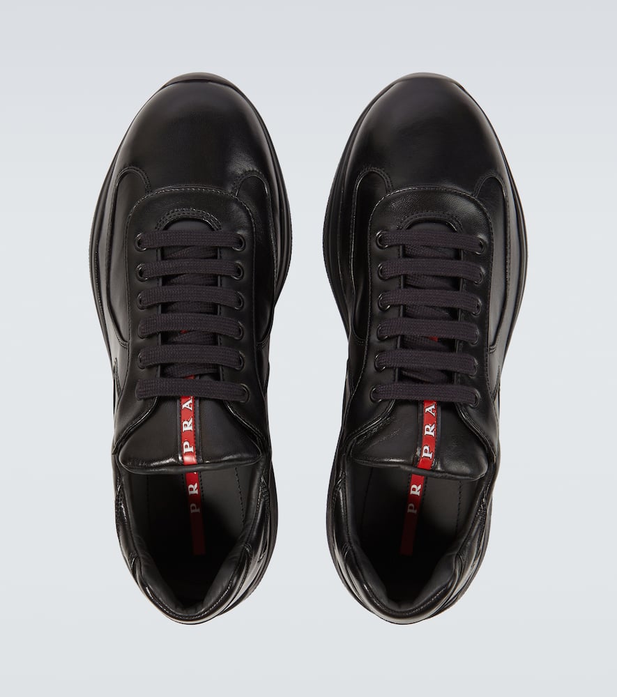 Prada Fabric And Leather America S Cup Sneakers In Schwarz