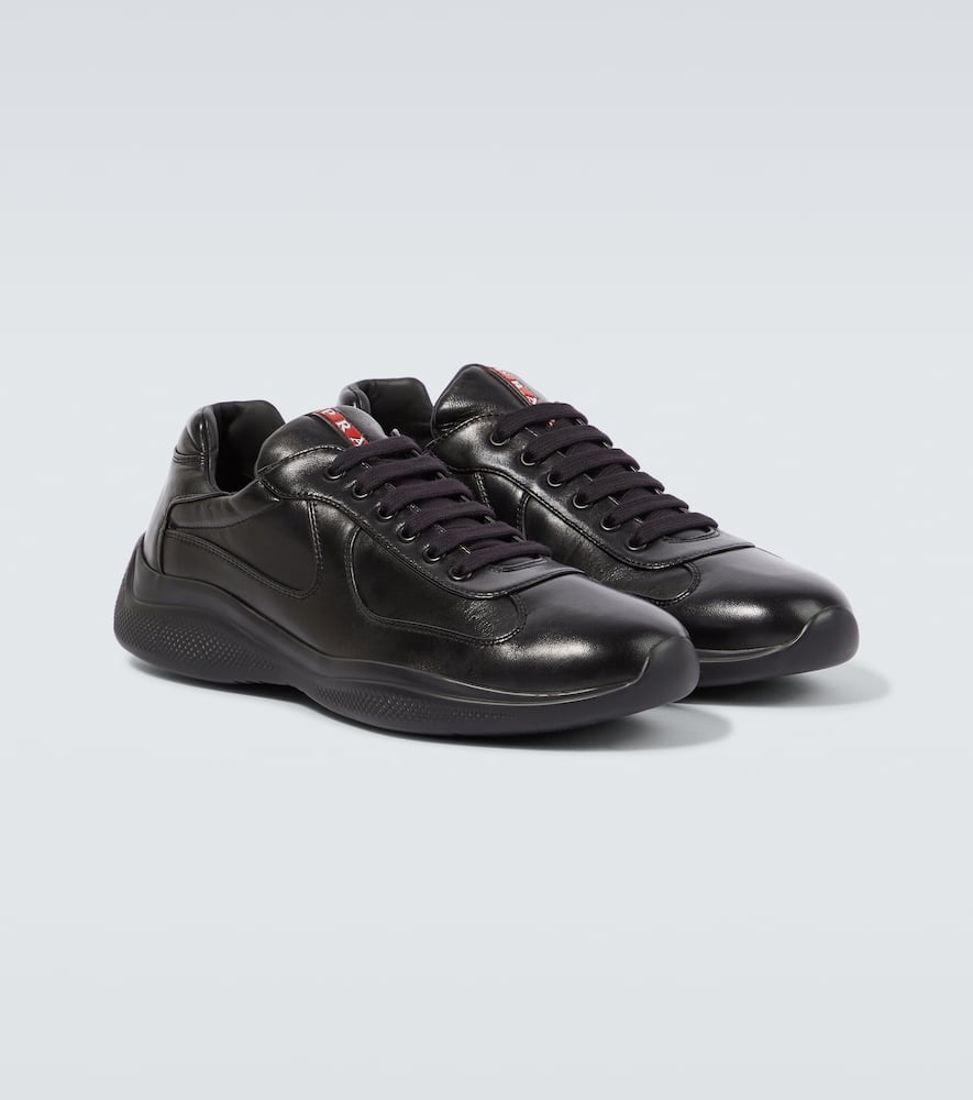 Prada Fabric And Leather America S Cup Sneakers In Schwarz