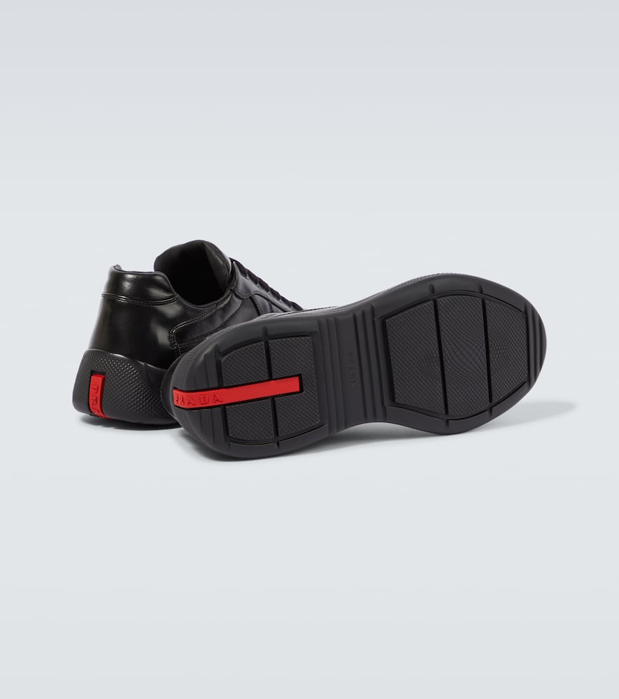 Prada Fabric And Leather America S Cup Sneakers In Schwarz